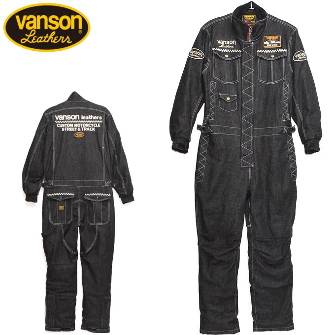 バンソン Vanson Vsw 防寒防風 デニム オールインワン ブラックデニム色 中綿入り ストレッチ オーバーオール つなぎ バイク バイカー メンズ 最大54 オフ