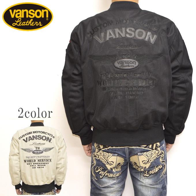 VANSON バンソン VS23101S メッシュ MA-1 ジャケット プロテクター入り 