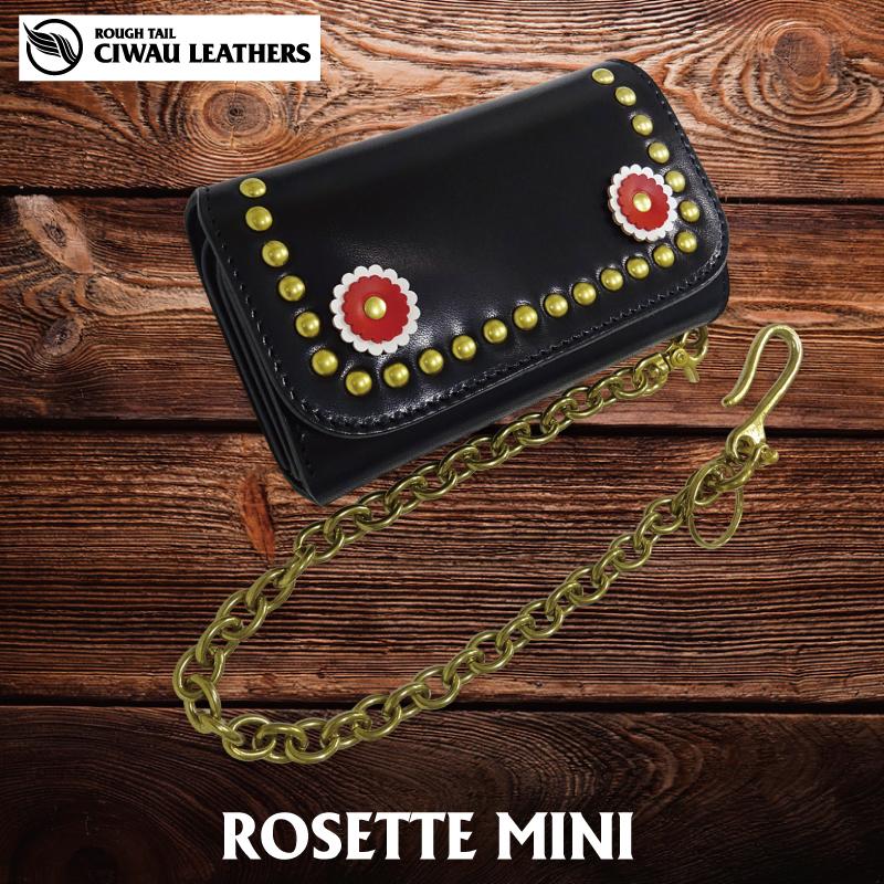 ブラック☆MiddleLeatherWalletミドルウォレット✮フラップ全縫い ロゼット ミドルウォレット ブラック : ラフテールYahoo!店 - 通販