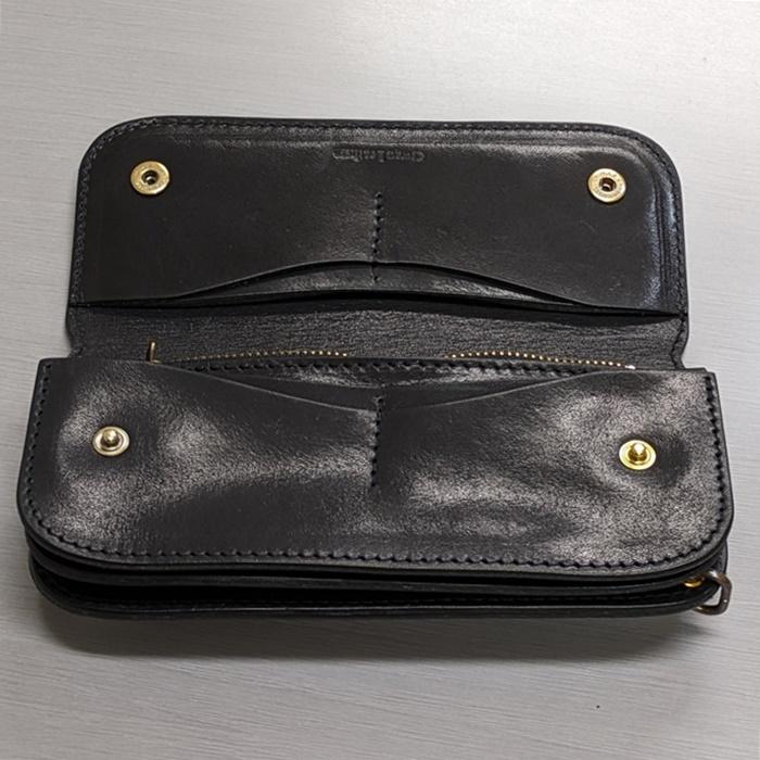 トラッカー ロングウォレット ブラック ○ バイカーズウォレット 本革