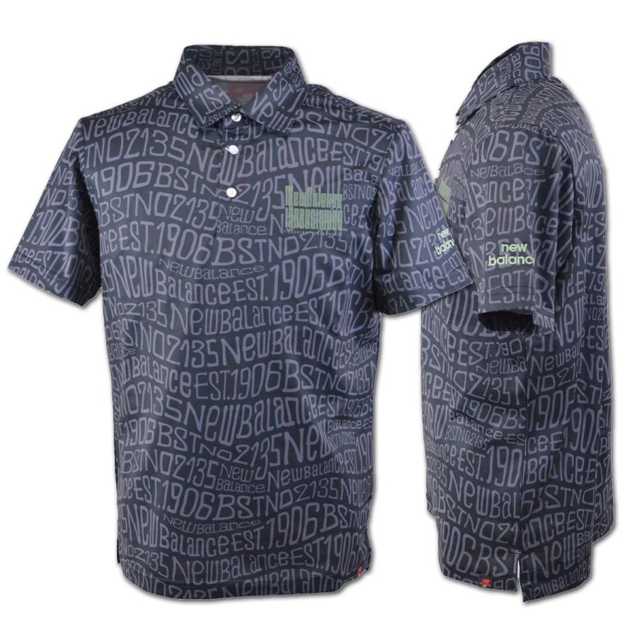 【美品】NEW BALANCE GOLF ゼブラボーダー柄 半袖ポロシャツ L New Balance ニューバランス SPORT チェッカー ロゴ千鳥格子柄