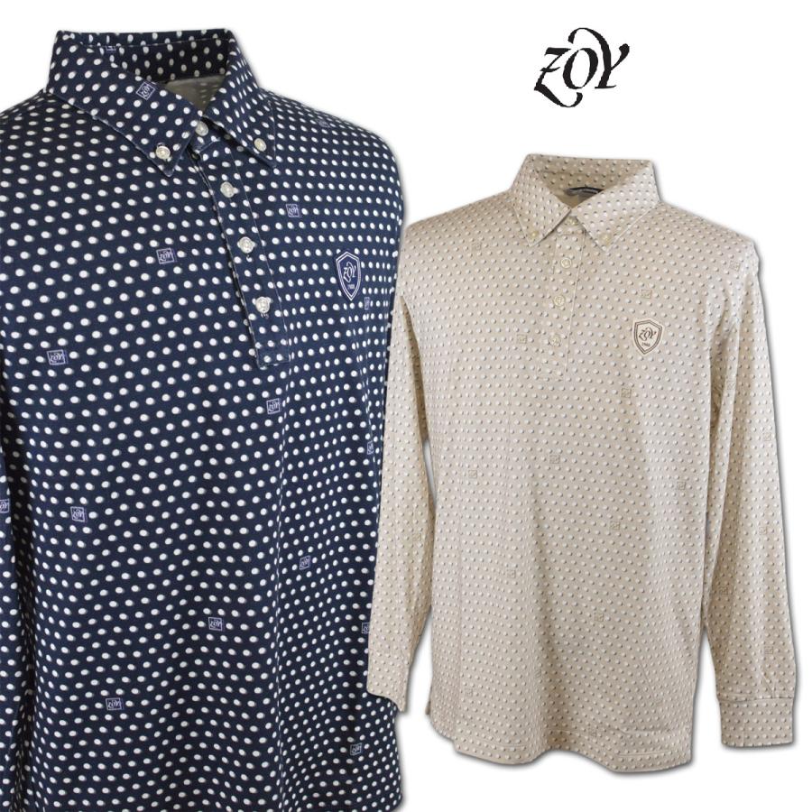 ZOY（ゾーイ） 長袖ポロシャツ ポロ ドット ゴルフ ゴルフウェア
