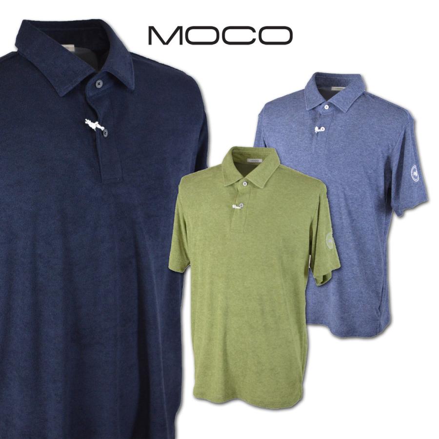 美品MOCO ネイビー ポロシャツ モコ 半袖ポロシャツ メンズ 春夏用 紺 ブルー カーキ M L 212221340