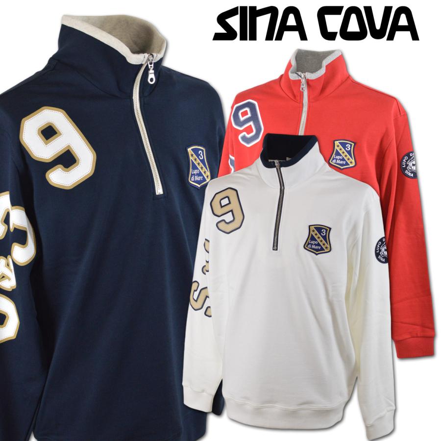 SINA COVA（シナコバ） トレーナー メンズ アウトレット 秋冬用 紺 白