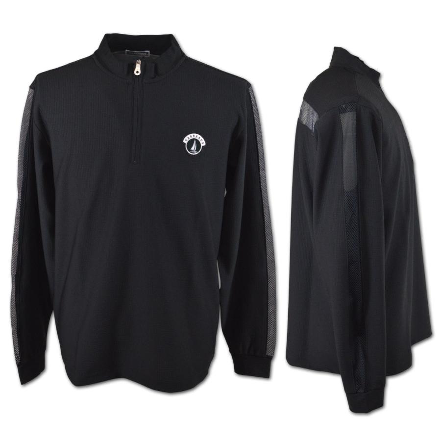 アンジェロ ガルバス 長袖ハーフジップシャツ メンズ 秋冬用 黒 M L LL