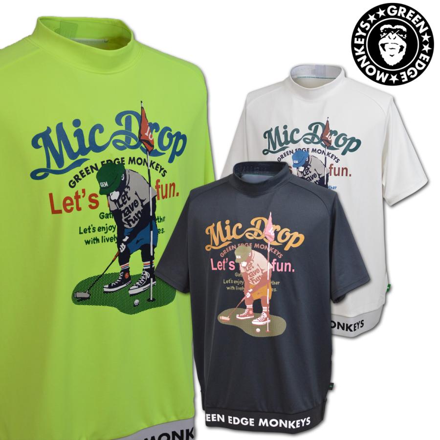 グリーンエッジモンキーズ 半袖ハイネック ゴルフ ゴルフウェア メンズ M L LL 白 黒 イエロー RIBBED HEM MOCK NECK GREEN EDGE MONKEYS 60353003 | 