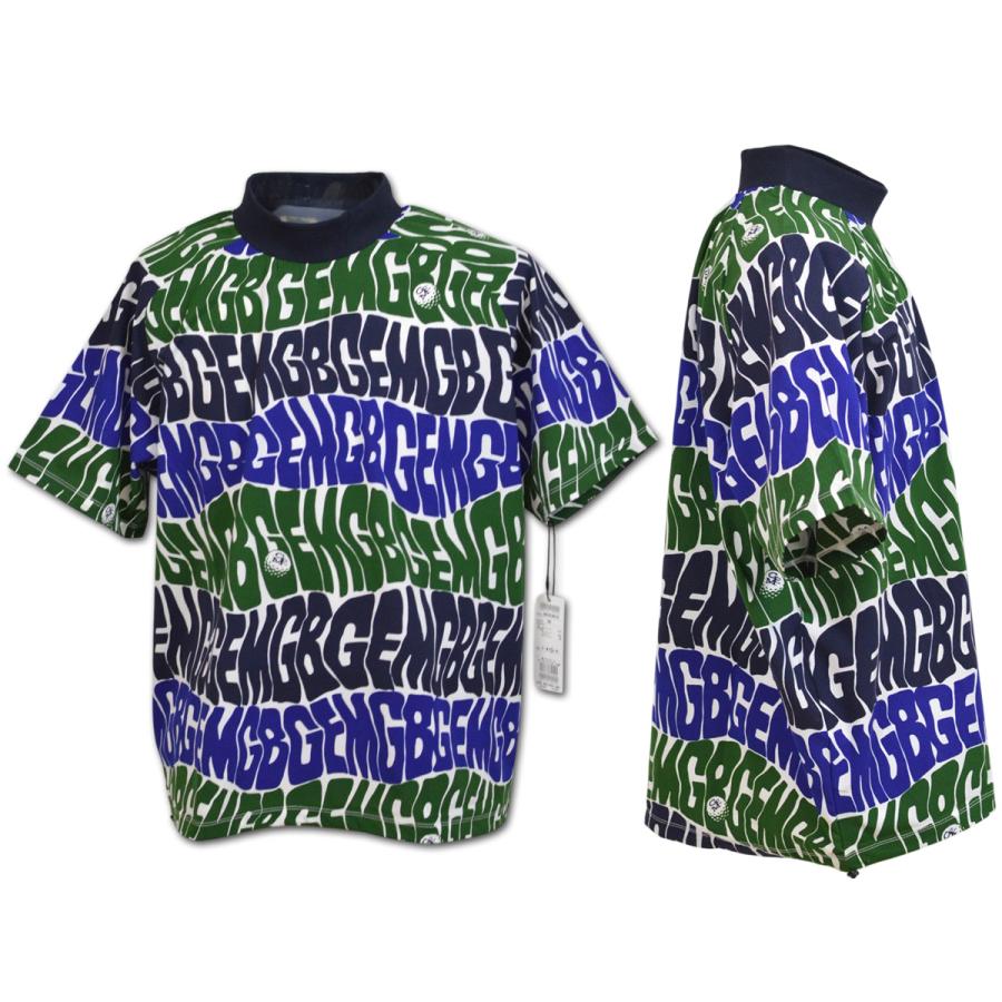グリーンエッジモンキーズ 半袖プルオーバー ゴルフ ゴルフウェア メンズ M L LL 紺 茶 Original print mock neck GREEN EDGE MONKEYS 60353010の画像