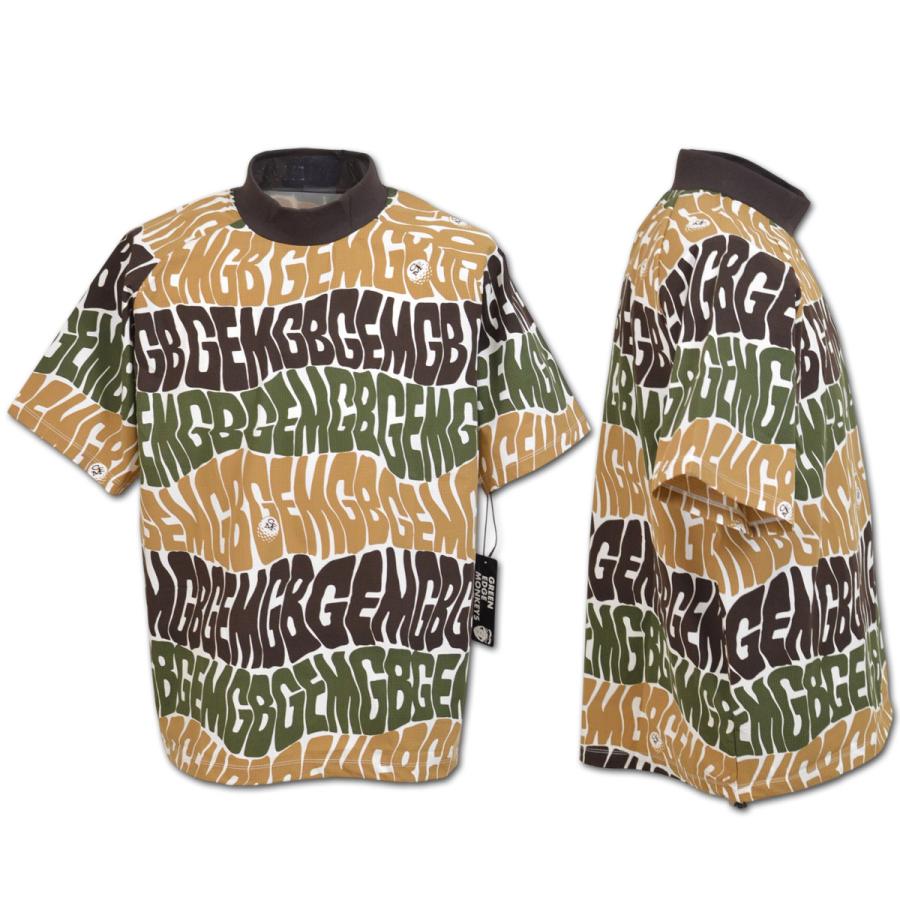 グリーンエッジモンキーズ 半袖プルオーバー ゴルフ ゴルフウェア メンズ M L LL 紺 茶 Original print mock neck GREEN EDGE MONKEYS 60353010の画像