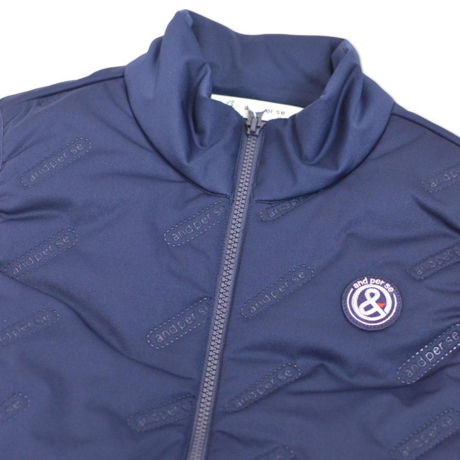 and per se アンパスィ　フード付き 中綿 ベスト ネイビー　M and per se（アンパスィ） 中綿ベスト 防寒 ゴルフ ゴルフウェア