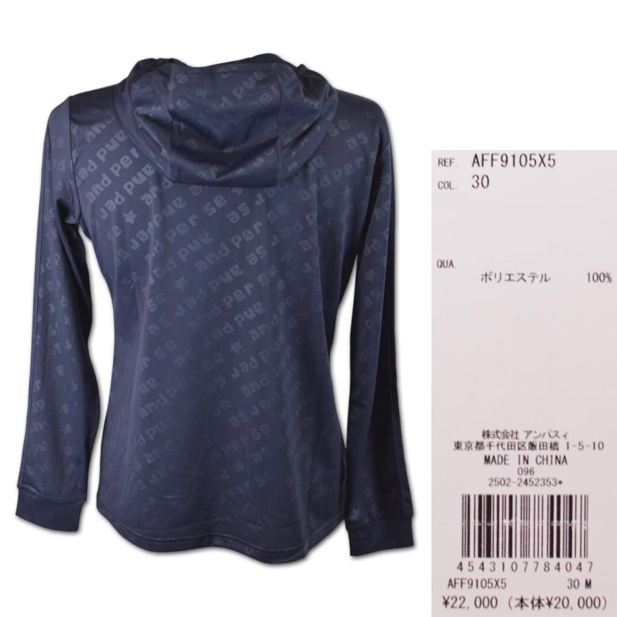 and per se ゴルフ　フードプルオーバー　ゴルフトップス　新品 and per se アンパスィ パーカー レディース ゴルフウェア 秋冬