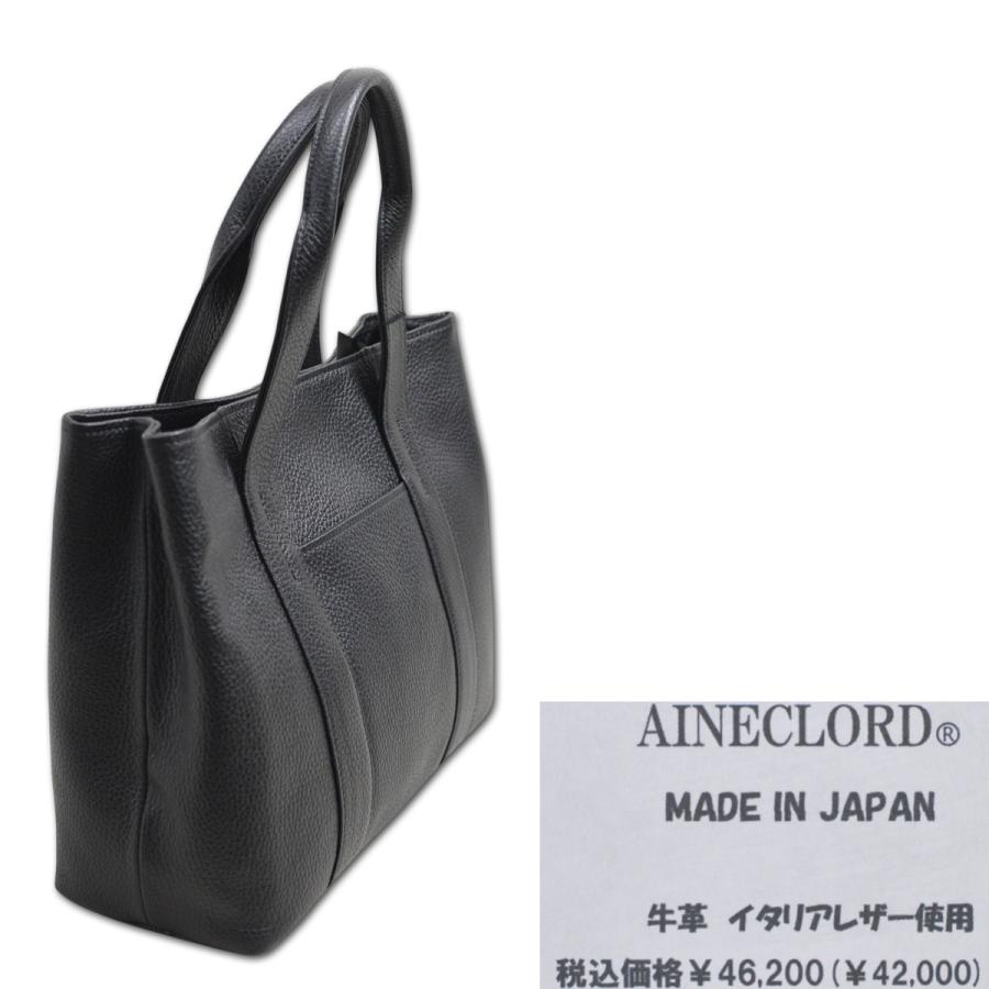 アイネックロード ミニトートバッグ トートバッグ 牛革 本革 レザー メンズ 黒 AINECLORD al003の画像