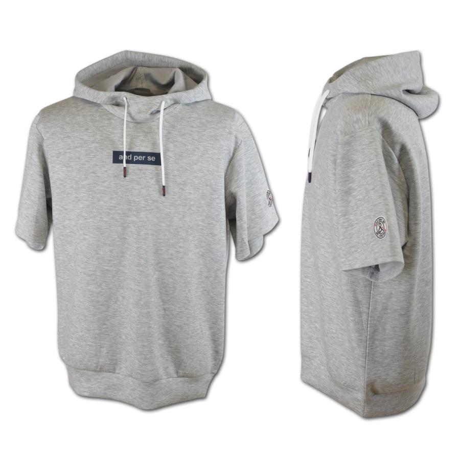 and per se ゴルフ　フードプルオーバー　ゴルフトップス　新品 and per se アンパスィ 半袖プルオーバー メンズ ゴルフウェア