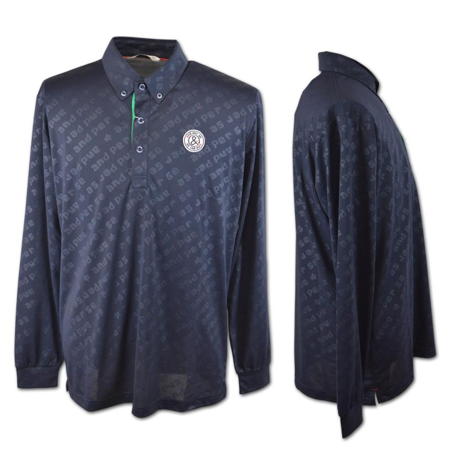 andperse ネイビー 長袖シャツ and per se（アンパスィ） 長袖ポロシャツ ゴルフウェア メンズ 秋冬用