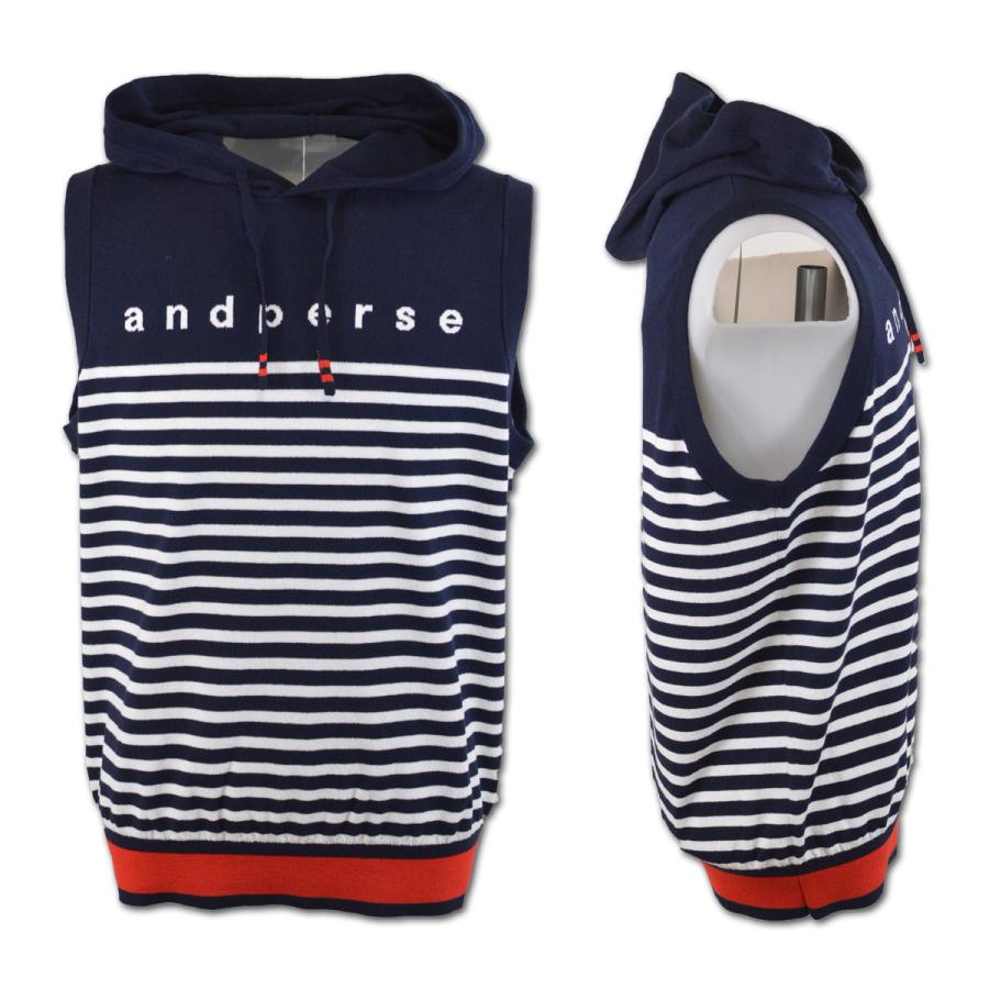 and per se（アンパスィ） ニットベスト メンズ 春夏用 紺 M L