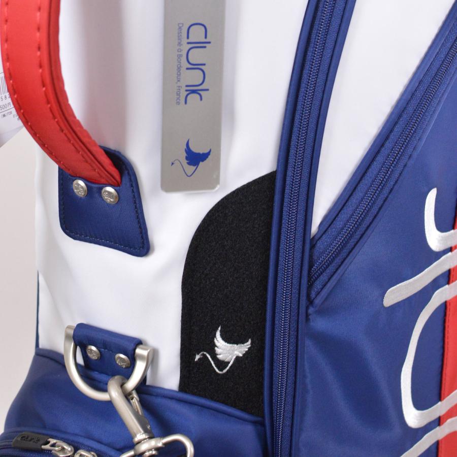 clunk ゴルフキャディバッグ 赤・青・白 CLUNK クランク メンズ キャディバッグ ゴルフバッグ スタンド式 9