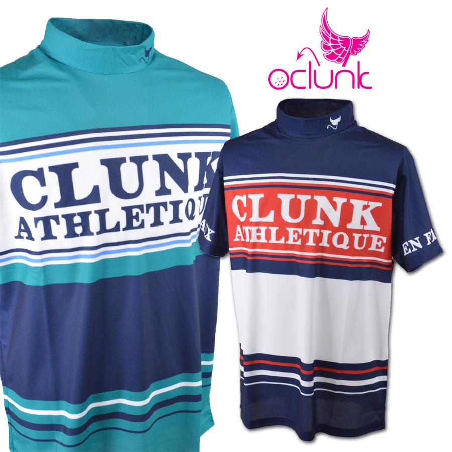 CLUNK（クランク） 半袖ハイネックシャツ メンズ グリーン 紺 白 赤
