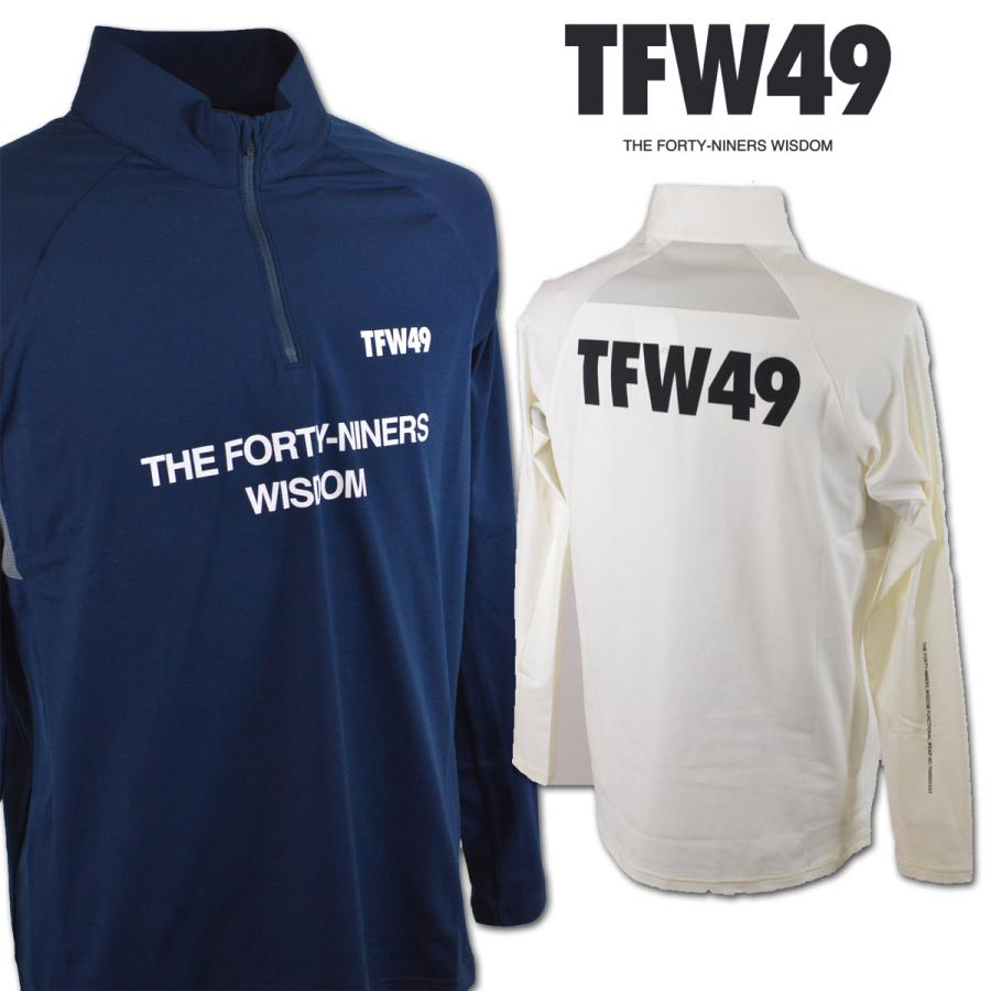 TFW49 ハーフジップ ホワイトシャツ Lサイズ美品 TFW49 ハーフジップ ホワイトシャツ Lサイズ美品 TFW49 ハーフジップ