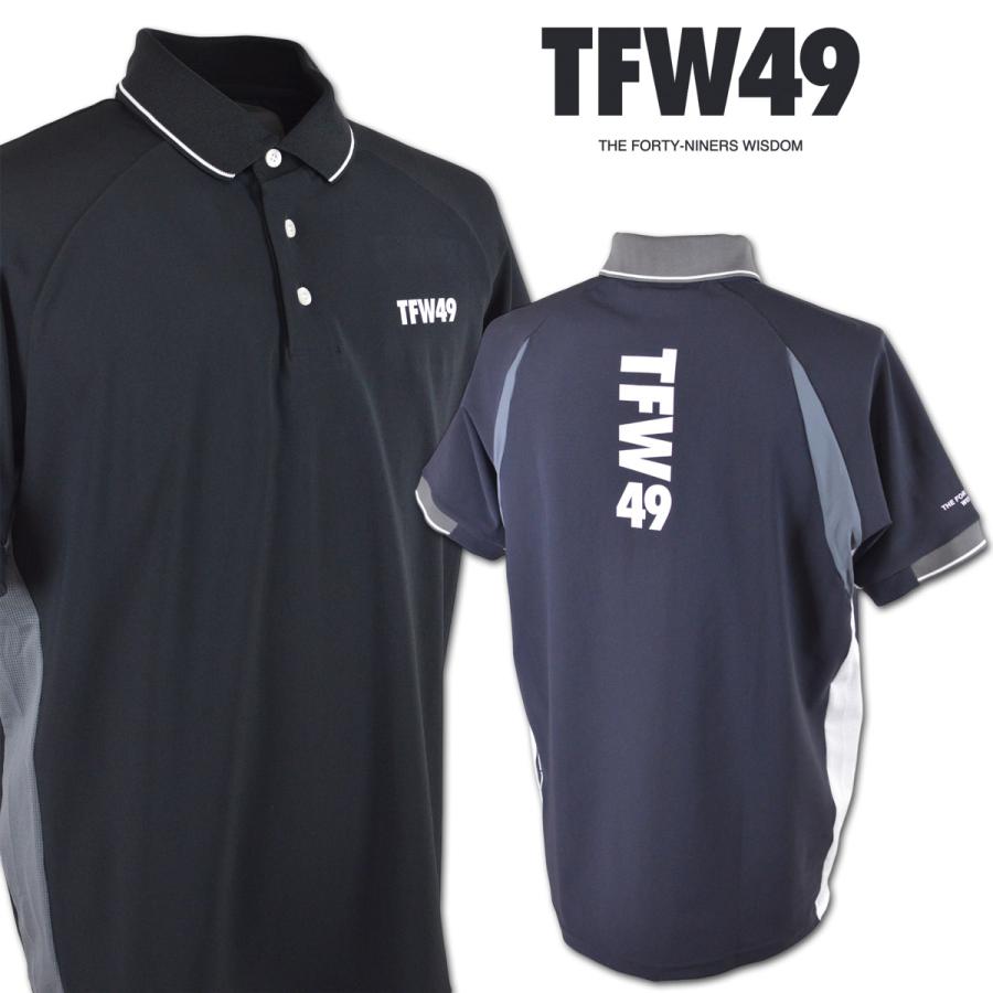 TFW49 ポロシャツ 黒/グレー TFW49 - SIDE MESH POLO / サイドメッシュ バックプリント