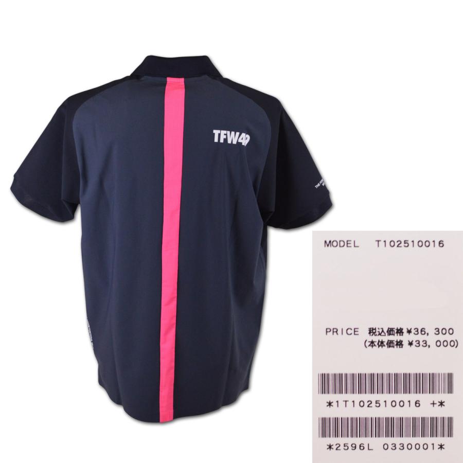 TFW49 カラーレス　ポロシャツ　M ネイビー　ゴルフ TFW49 - COLLAR LESS LINE POLO | ポロシャツ | グリーン×ブルーグレー