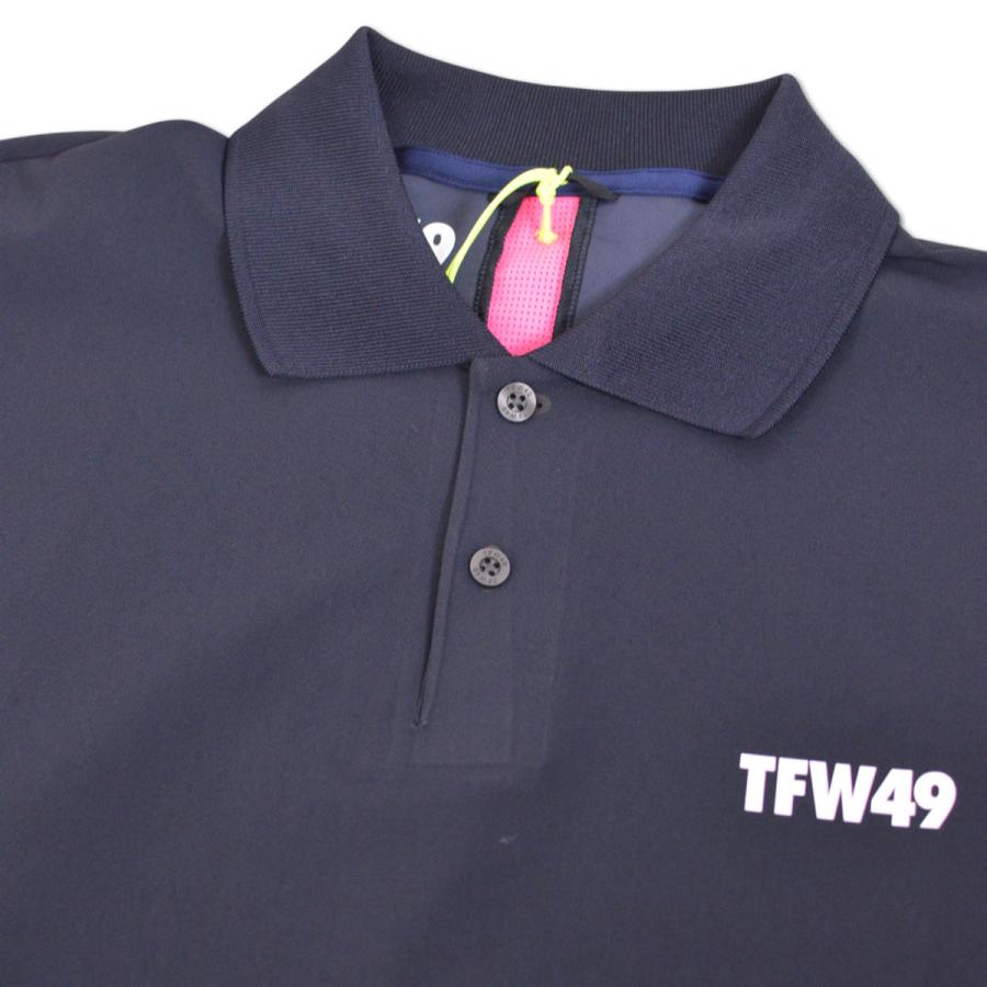 TFW49 カラーレス　ポロシャツ　M ネイビー　ゴルフ TFW49 - COLLAR LESS LINE POLO | ポロシャツ | グリーン×ブルーグレー