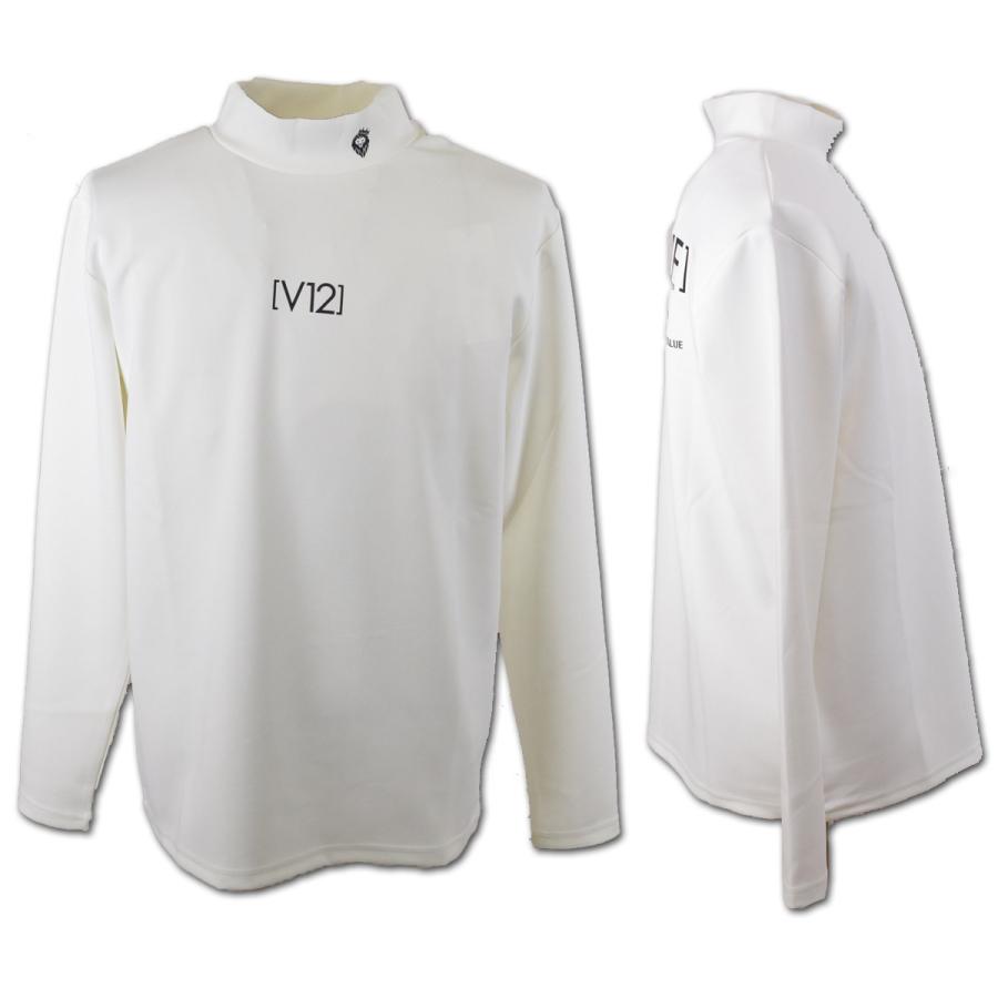 V12 長袖ハイネックシャツ メンズ 秋冬用 黒 白 青 M L LL ゴルフ  