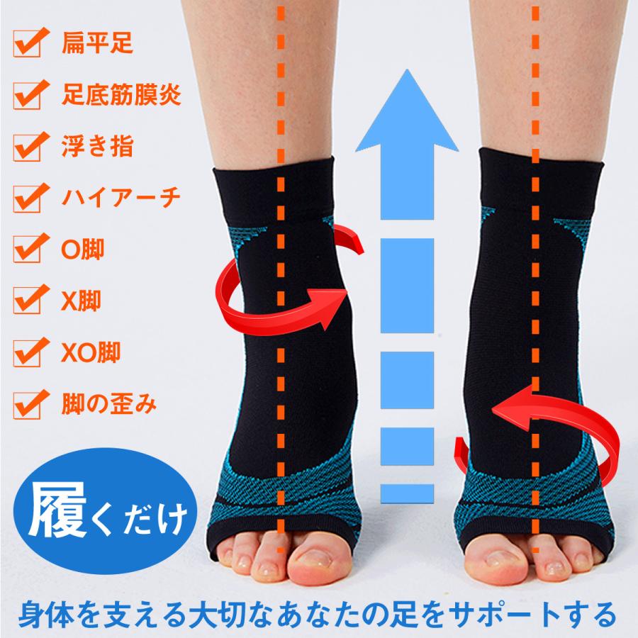 ブルー L 足首サポーター 足底 足裏 アーチサポーター 着圧 ソックス ブルー L 足首サポーター 足底 足裏 アーチサポーター 着圧 ソックス