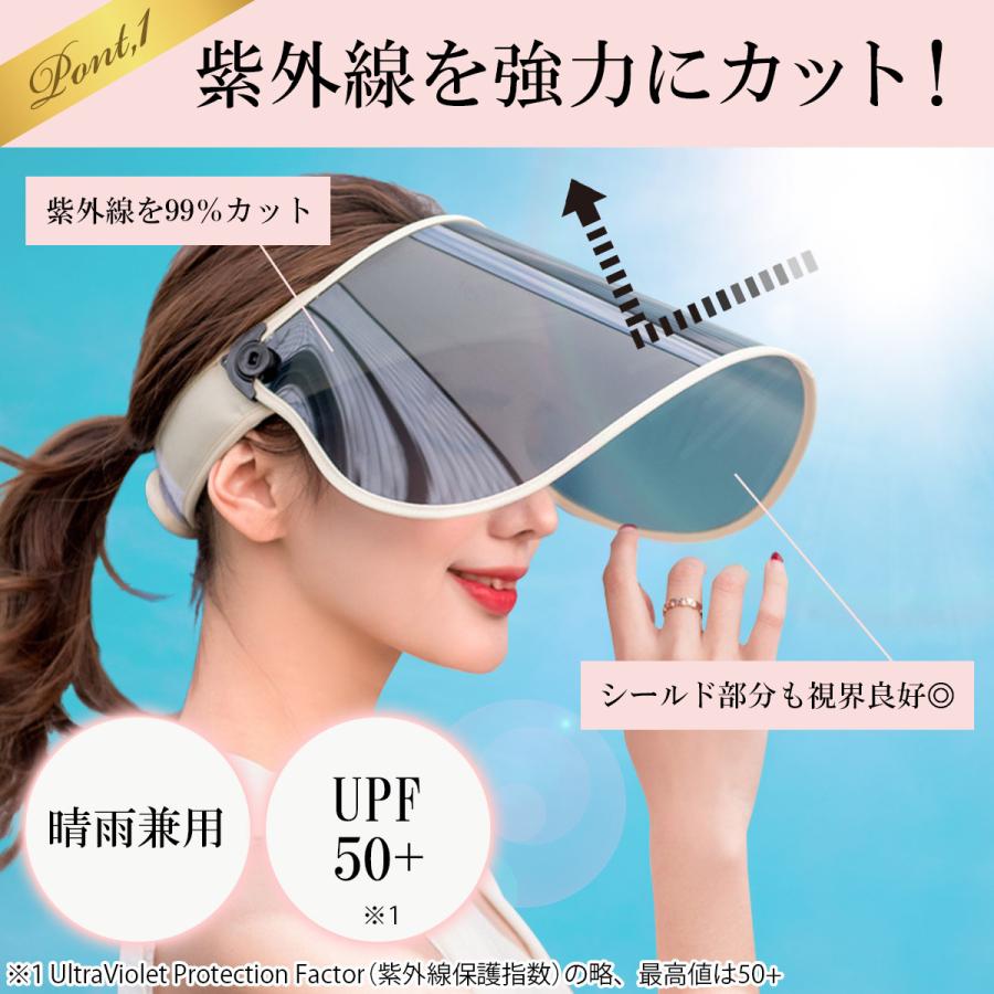 サンバイザー レディース 自転車 帽子 日よけ UPF50 紫外線 晴雨兼用