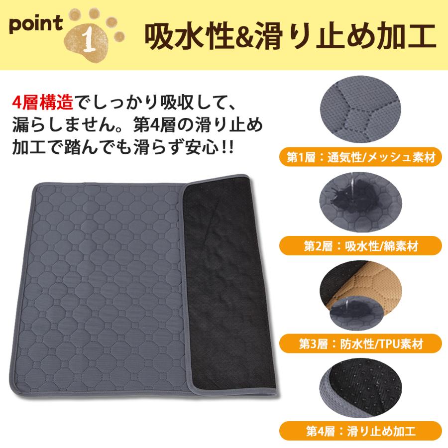 Ｌグレー シート トイレ　洗える　ペット　犬　猫　吸水　マット　2枚 吸水マット グレー L 吸水シート 洗える トイレシート 犬 猫 L