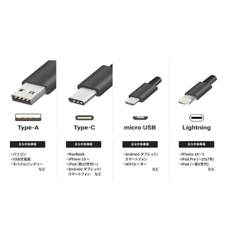 iPhone17対応 android 各機種対応 充電ケーブル ライトニングケーブル  2m MicroUsb Type-C 急速充電  充電器 タイプC スマホ充電器 Lightning タイプCケーブル | ブランド登録なし | 01