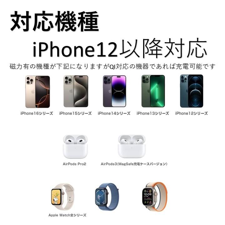 ワイヤレス充電器 マグネット式 MagSafe 15W Qi iPhone 充電器 急速 Andriod Airpods Pro くっつく 磁力 磁気 |  | 03