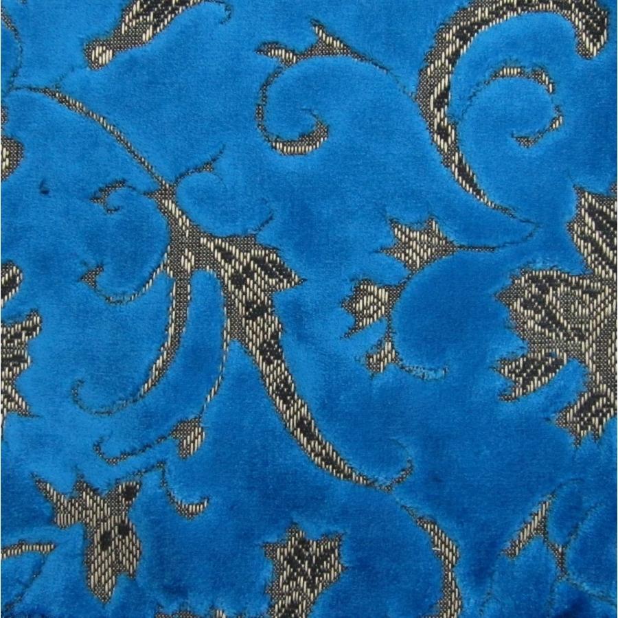 トラック金華山モンブランブルーセンターカーテン左右3点セット青色の刺繍装飾用生地 トラックストップ ターン 金華山生地 モンブラン ブルー のり無し 生地