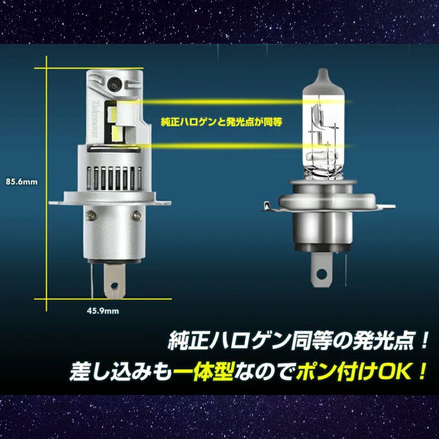 H4 ヘッドライトバルブ ホワイト 2個組 12V/24V共用 トラック用品 竹村