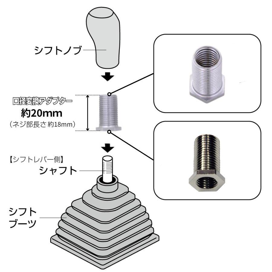 ジェットイノウエ シフトノブ口径変換ナット(ノブ側:12×1.25 車側:10