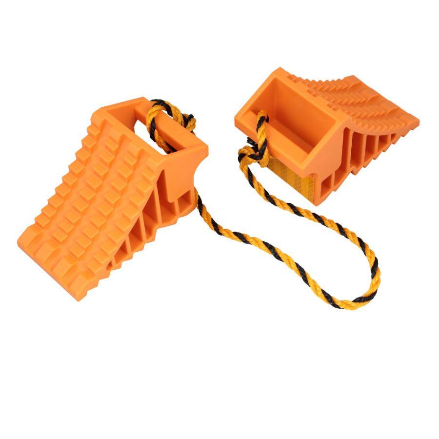 ジェットイノウエ 乗用車用輪止め オレンジ 2個組1セット ロープ付き