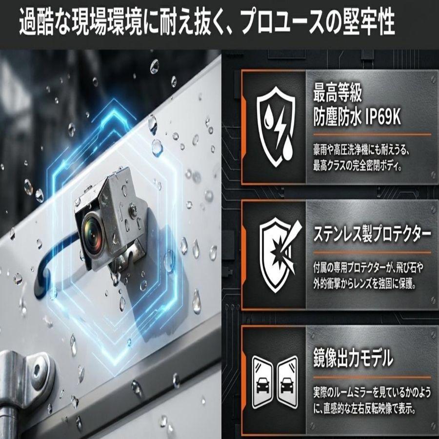 バックカメラ 超広角ミニカメラ&７インチ高精細モニターセット GX-010A ジェットイノウエ 592881 トラック用品 トラック用 トラック 安全運行 事故防止の画像