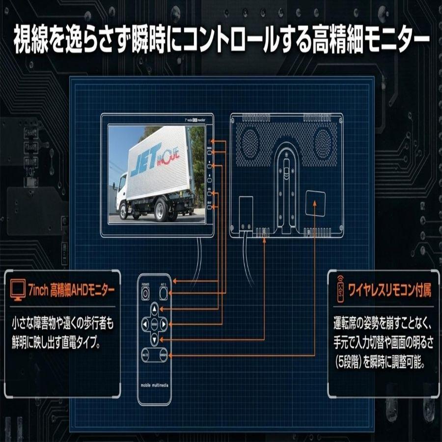 バックカメラ 超広角ミニカメラ&７インチ高精細モニターセット GX-010A ジェットイノウエ 592881 トラック用品 トラック用 トラック 安全運行 事故防止の画像
