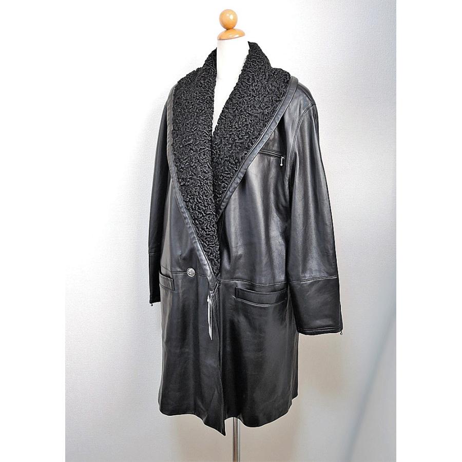 LA.NAVE ラムレーザ ブラック ロングコート 本革コート F UNISEX