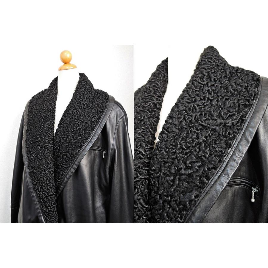 LA.NAVE ラムレーザ ブラック ロングコート 本革コート F UNISEX