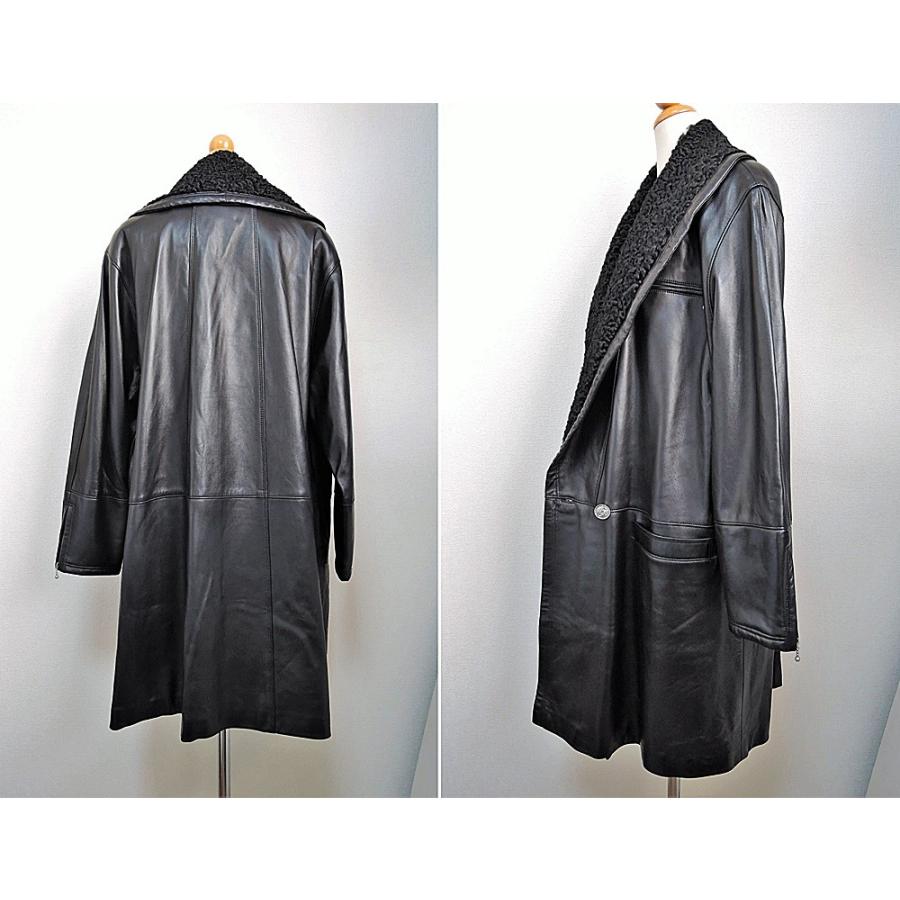 LA.NAVE ラムレーザ ブラック ロングコート 本革コート F UNISEX