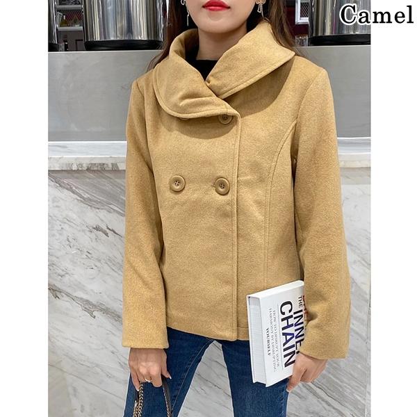 SHEENA シーナ ウール混変形カラー4釦ショートコート コート アウター