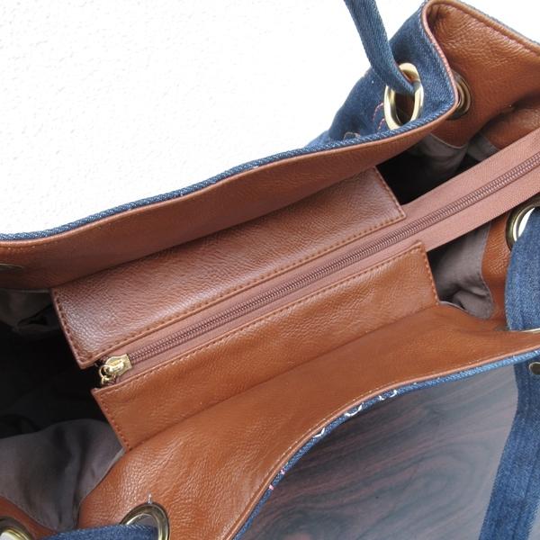 ボストンバッグ デニム ラインストーン デコレーション 2way ボストン