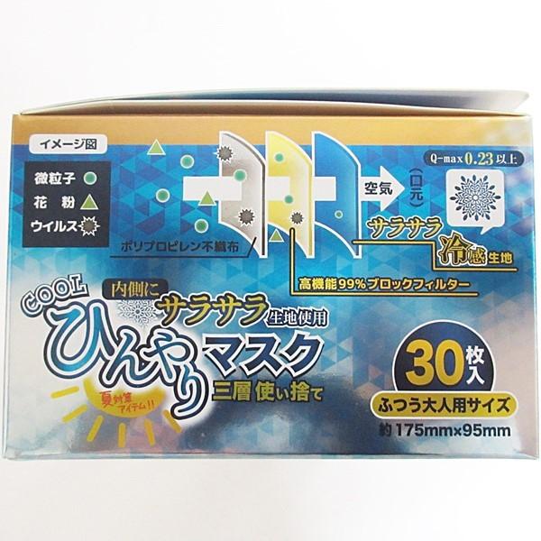 マスク 冷感 三層 不織布 30枚 ホワイト 白 使い捨て 夏対策 COOL