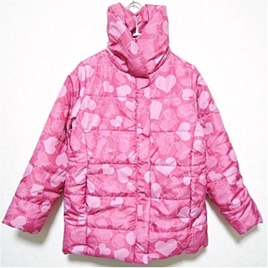 キッズ 中綿 コート ジャケット アウター ハート柄 子供 ネイビー