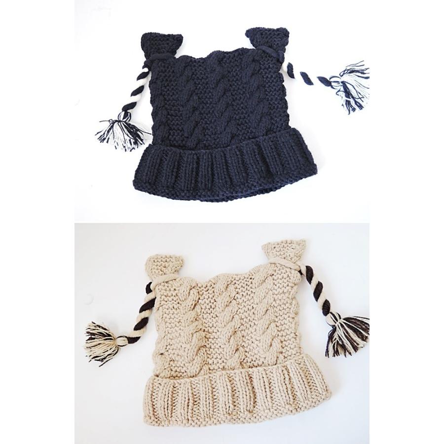 ニット帽子 レディース キャップ 手編み風 ネコ耳付き |  | 01