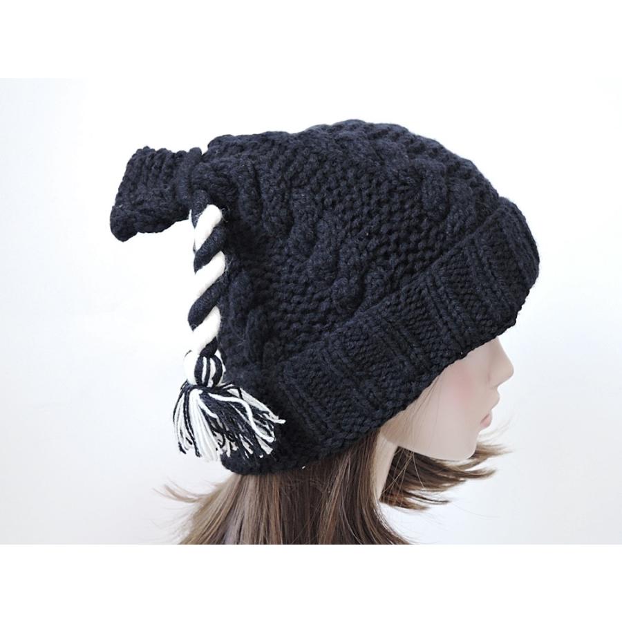ニット帽子 レディース キャップ 手編み風 ネコ耳付き |  | 02