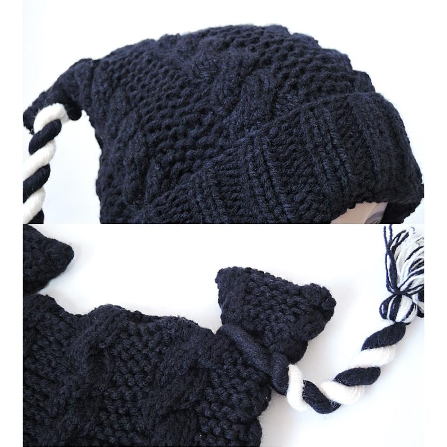 ニット帽子 レディース キャップ 手編み風 ネコ耳付き |  | 04