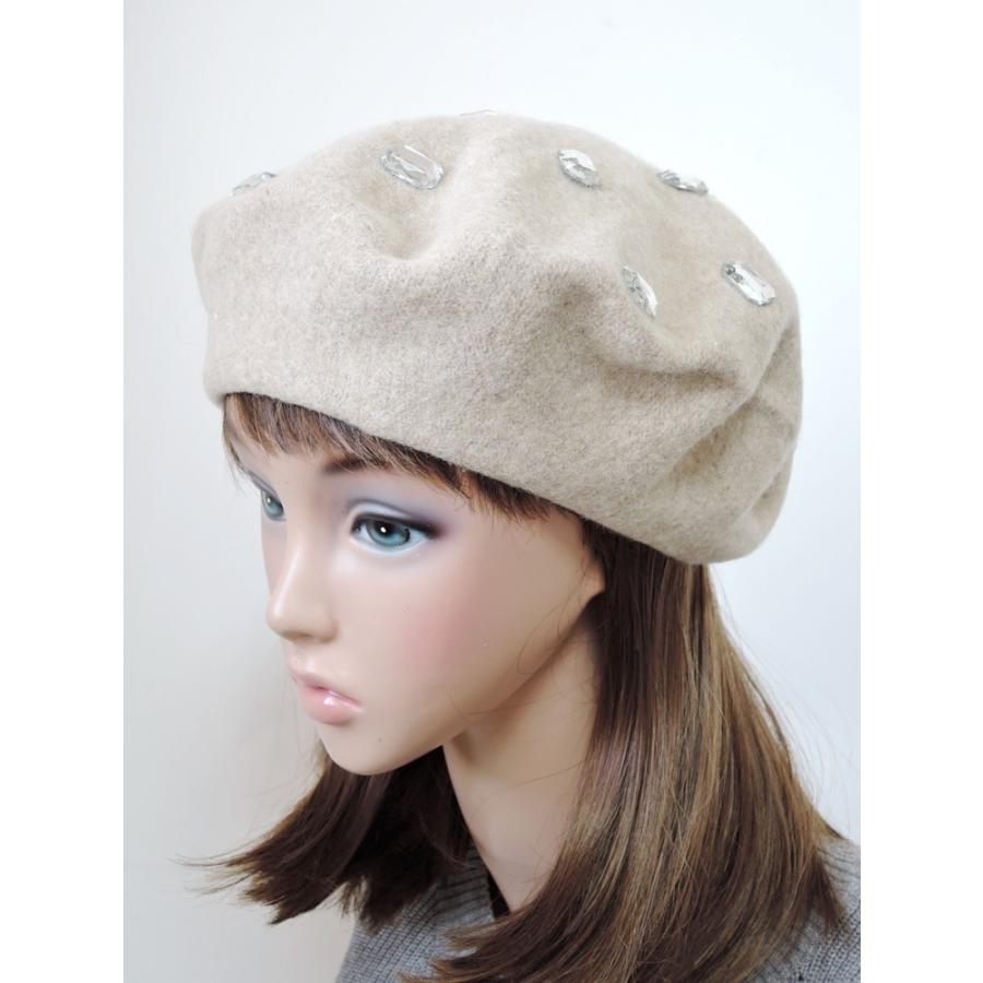 ラインストーン付き ベレー帽 ウール80％ 秋 冬 帽子 HAT |  | 02