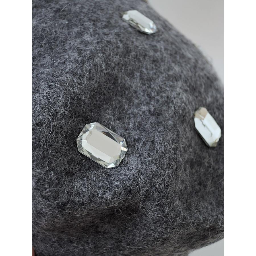 ラインストーン付き ベレー帽 ウール80％ 秋 冬 帽子 HAT |  | 04