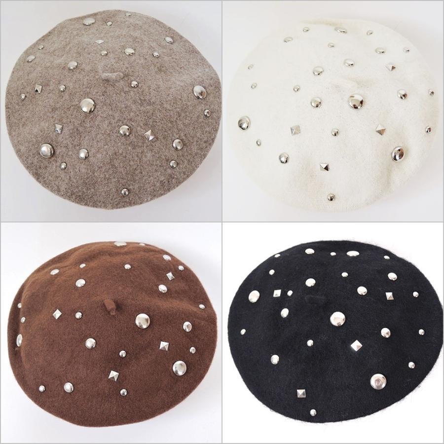 カジュアル スタッツ付き ベレー帽 ウール80％ 帽子 HAT |  | 01