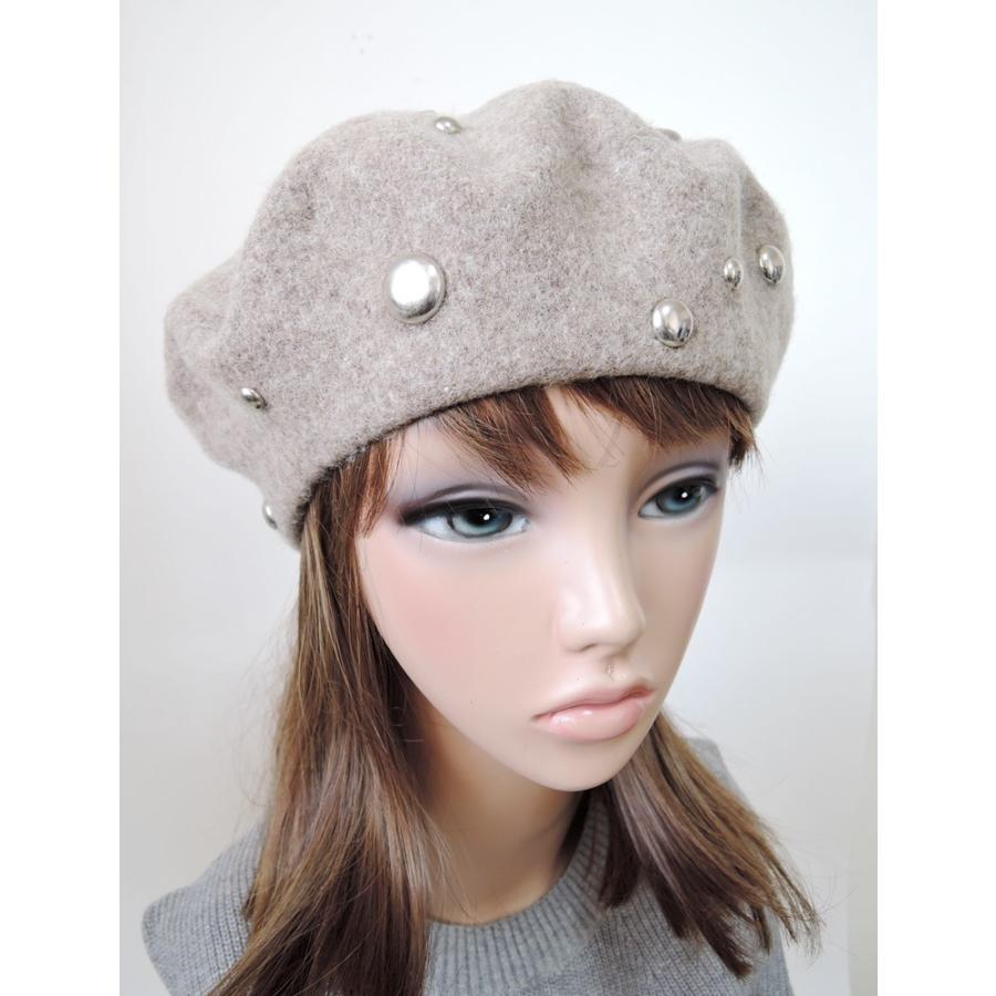カジュアル スタッツ付き ベレー帽 ウール80％ 帽子 HAT |  | 04